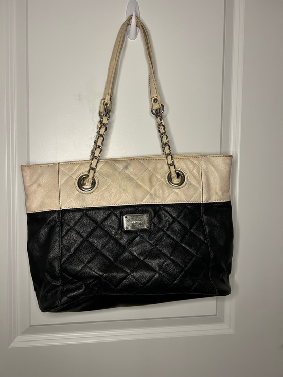 Nine West Handbags - Nine West Quilted Two-Tone Tote Bag in Black and Cream